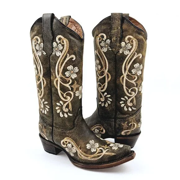 Circle G by Corral L5175 Floral Embroidered Boots - Picture 1 of 11